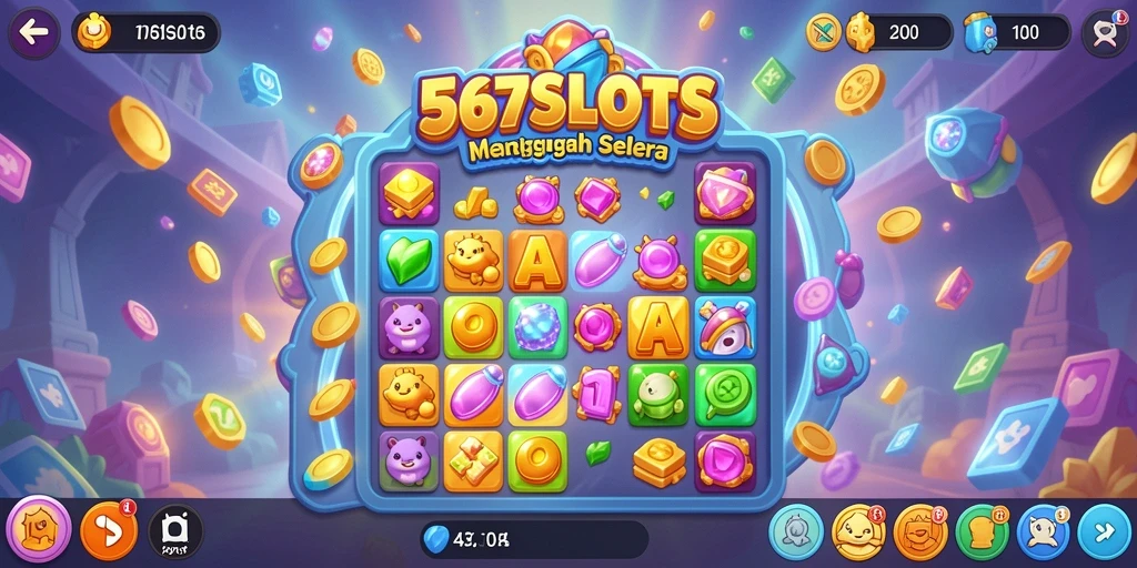 Tampilan menarik dari gameplay 567SLOTS match-3.
