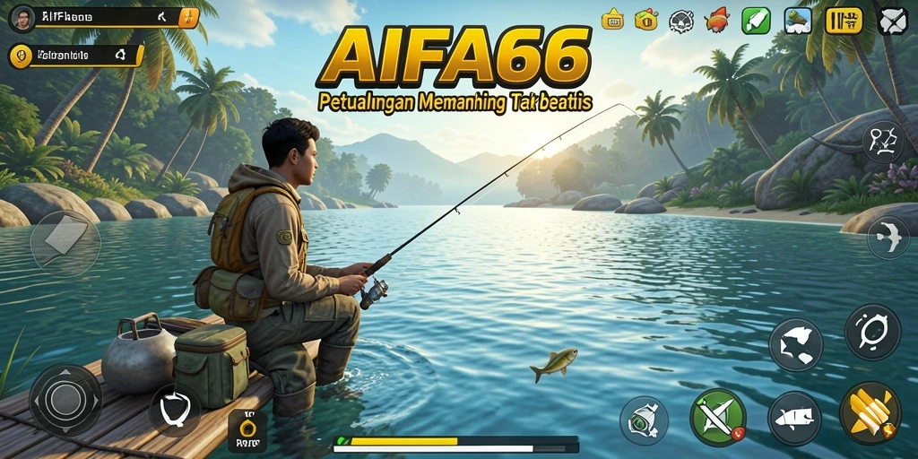 Screenshot gameplay AIFA66 menampilkan pengalaman memancing yang memukau.