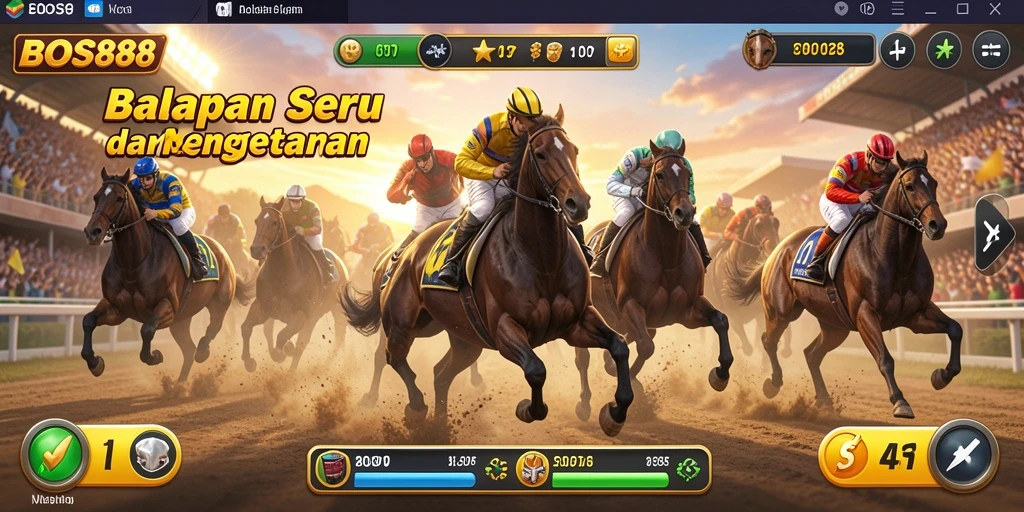 Tampilan gameplay balapan mendebarkan di BOS88.