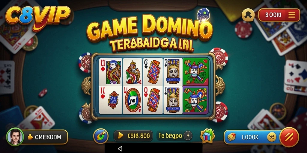 Tampilan gameplay C8VIP dengan berbagai mode permainan Domino.