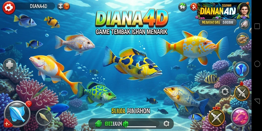 Screenshot DIANA4D menampilkan gameplay seru Tembak Ikan.