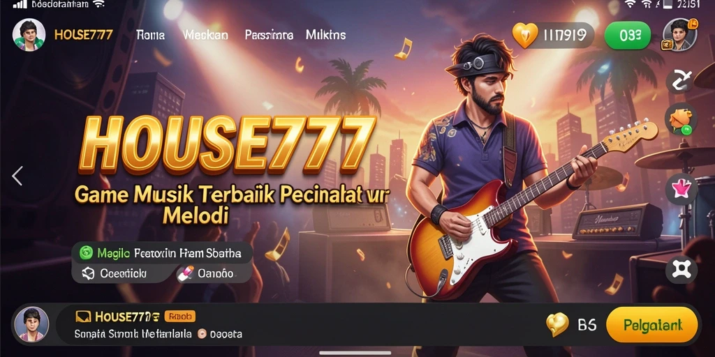 Screenshot utama menampilkan pengguna bernyanyi di aplikasi HOUSE777.