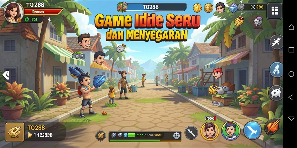 Screenshot gameplay TO288 dengan aksi seru karakter idle.